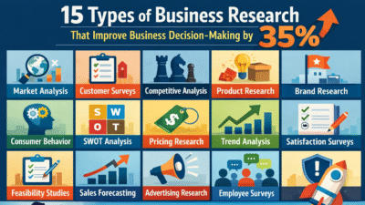 Types of business research that improve decision-making by 35% infographic
